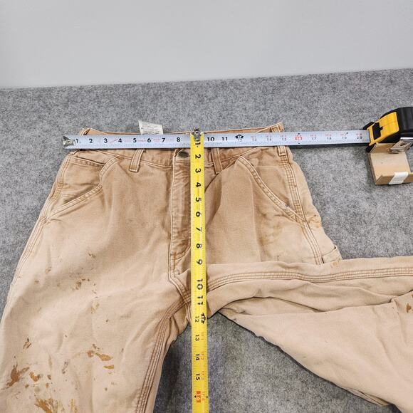 VTG Carhartt B111 Mens 31x34 Canvas Duck Flannel Lined Carpenter Pants SUN FADED - Picture 9 of 16